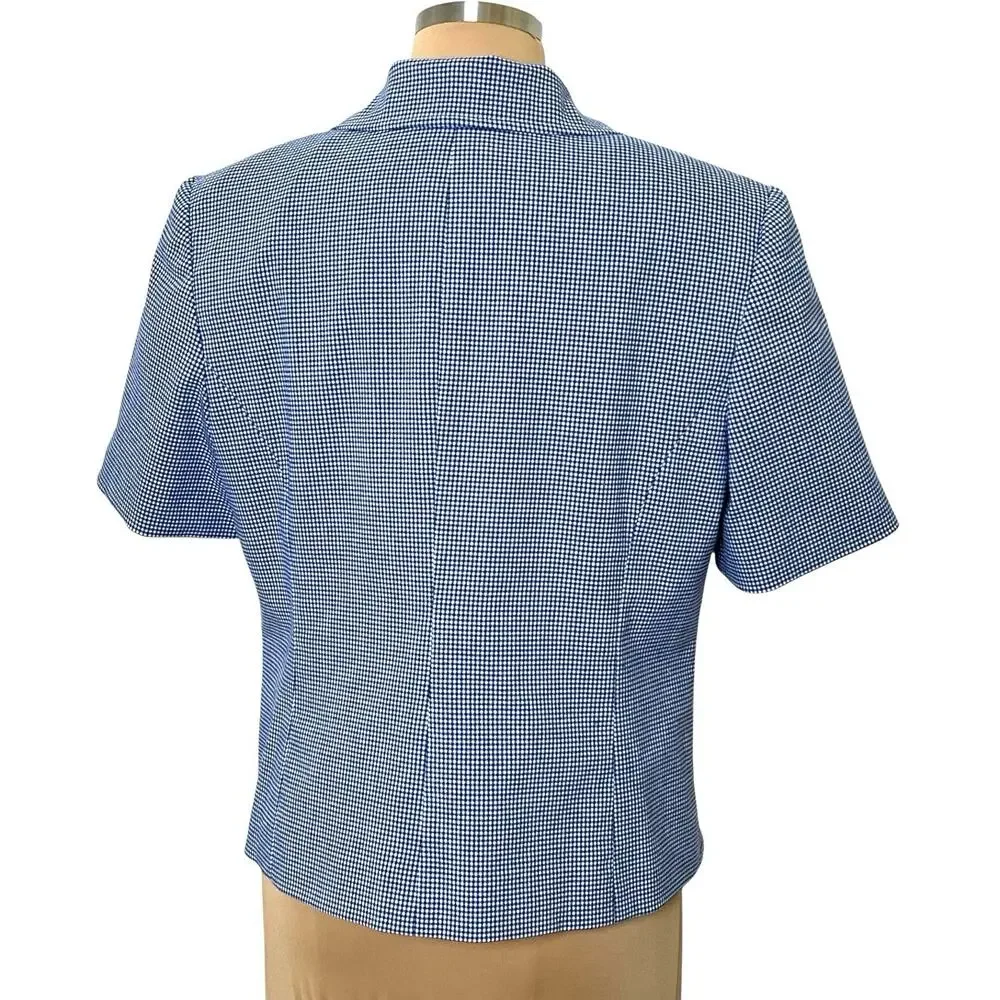 Napa Studio Button Jacket Size 12 Blue Check Embroidered Accents Lined 90s Vtg - Picture 3 of 10